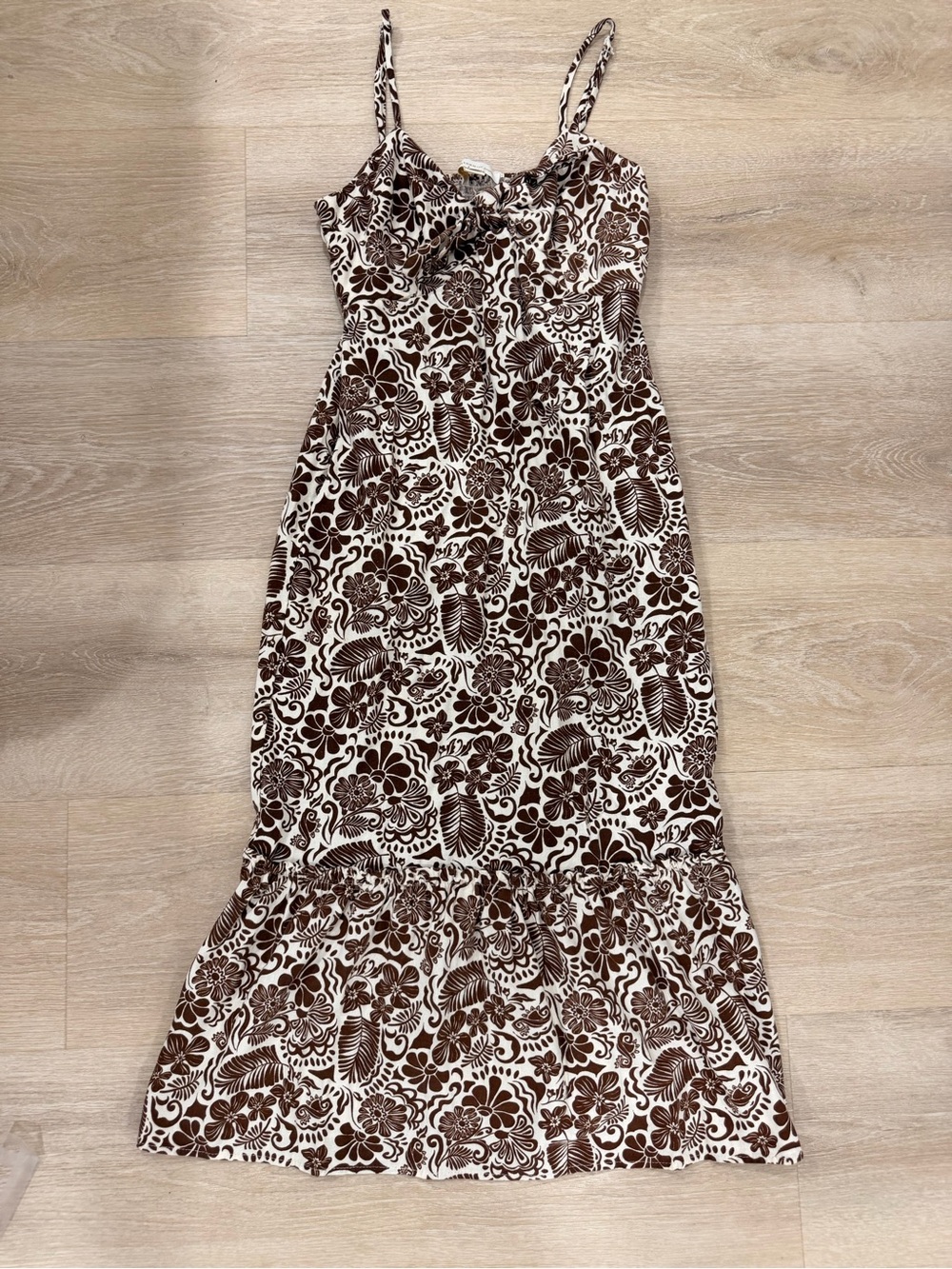 Monteau Brown and Cream Floral Maxi Dress